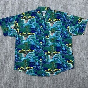VTG Untied Mens XL Hawaiian Button Up Shirt Short Sleeve 100% Rayon Made Korea